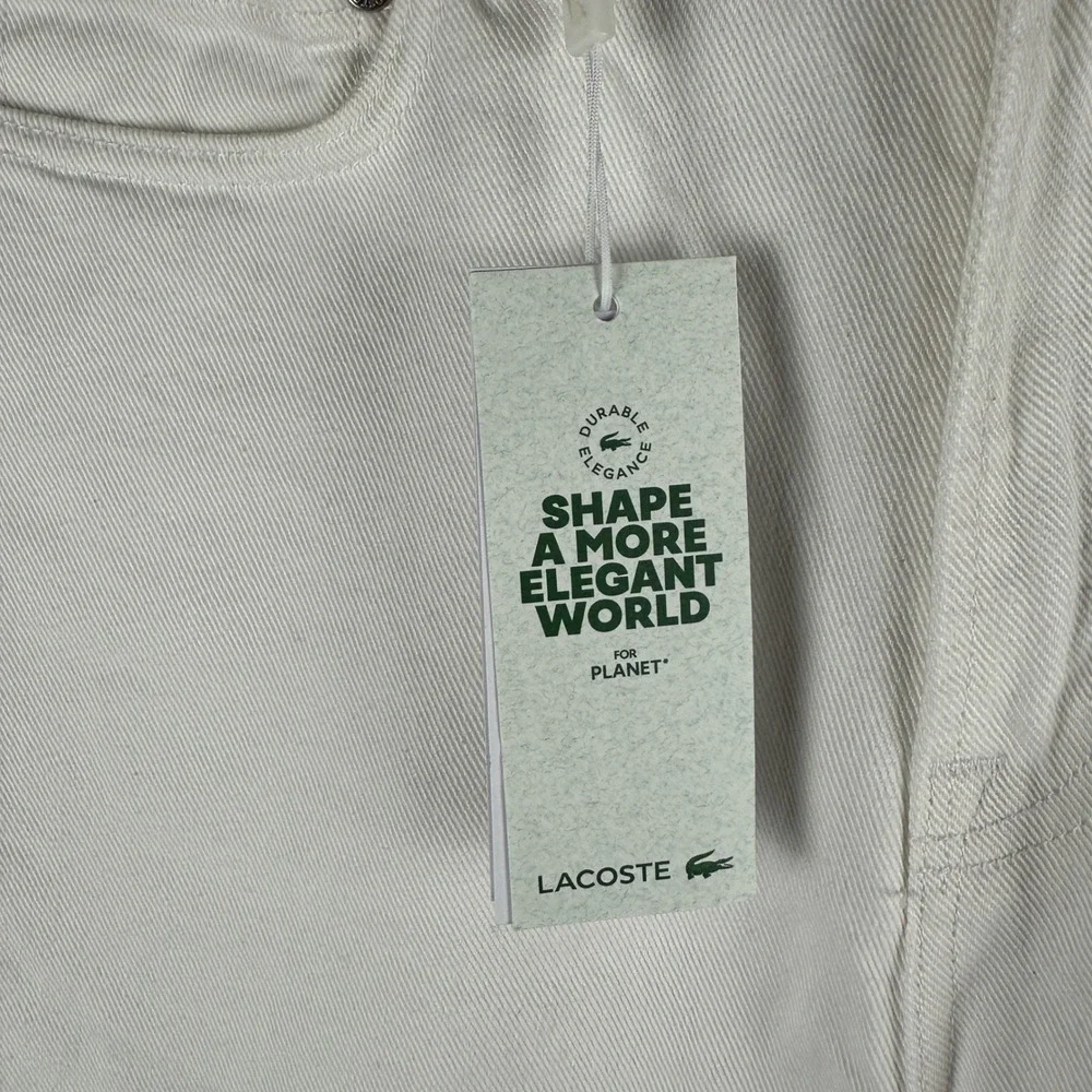 Lacoste Mens White Straight Fit Denim Jeans 100% Cotton W32 L32 5 Pocket NWT‎